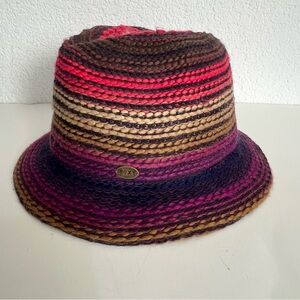 Roxy Multicolor Cross Paths Fedora Hat Weaved Unisex One Size